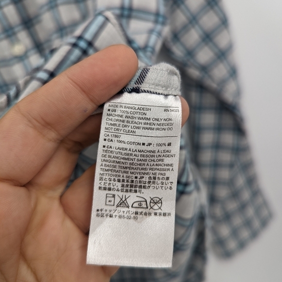 Men's BANANA REPUBLIC FACTORY Plaid Soft Wash Tailored Slim Fit Button Shirt - Picture 4 of 5